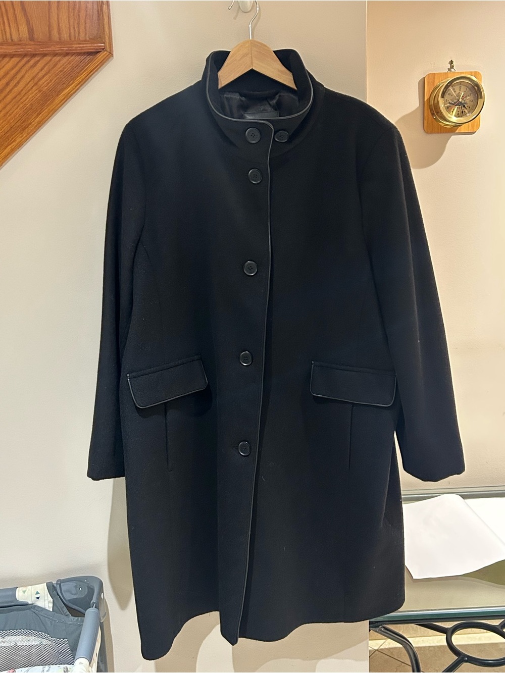 DKNY Black Single-Breasted Pea Coat